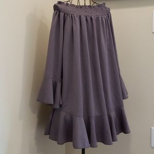 Gray Boho Bell Sleeve Dress